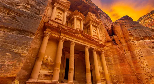  Frontal View Of The Treasury In Petra, Jordan